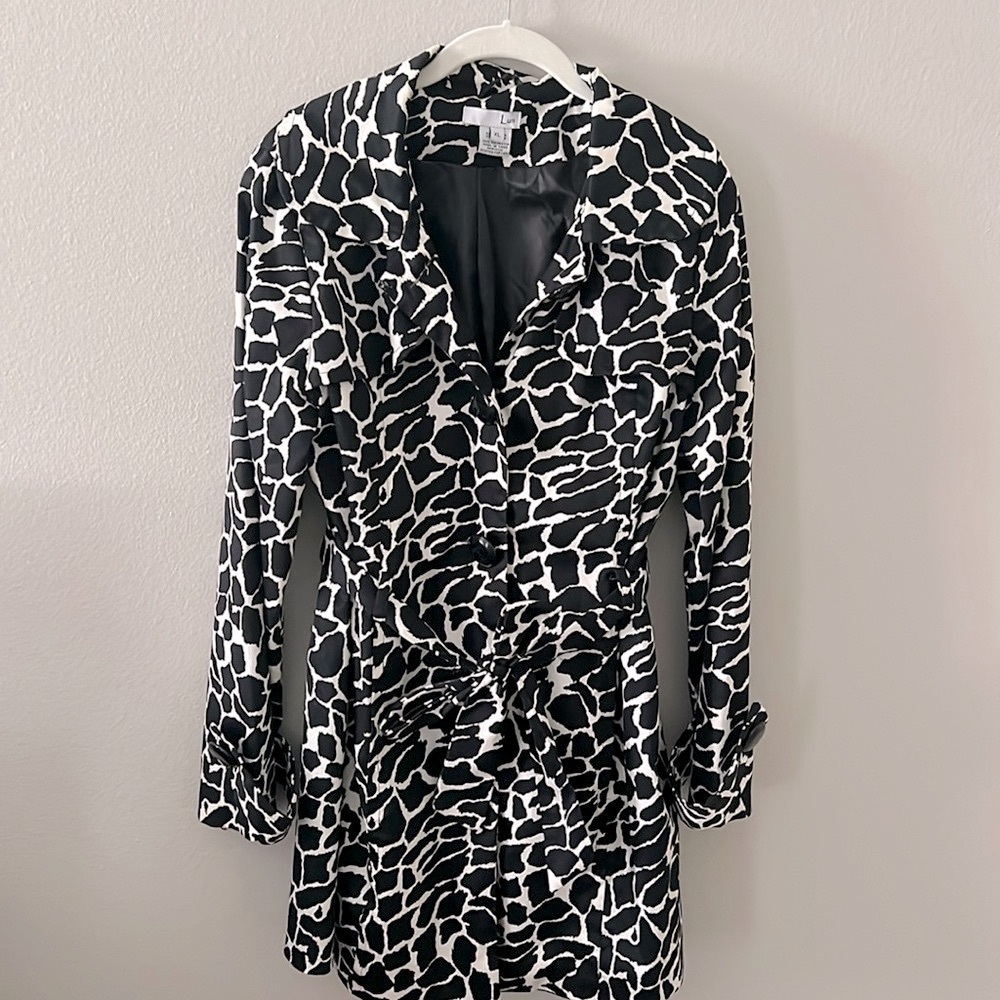 Anthropology Luii Animal Print Trench Coat size XL